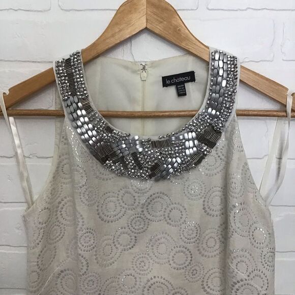 DRESS Silver Off White Le Chateau XS Jewels Embellishments silver bling bling - Picture 3 of 14